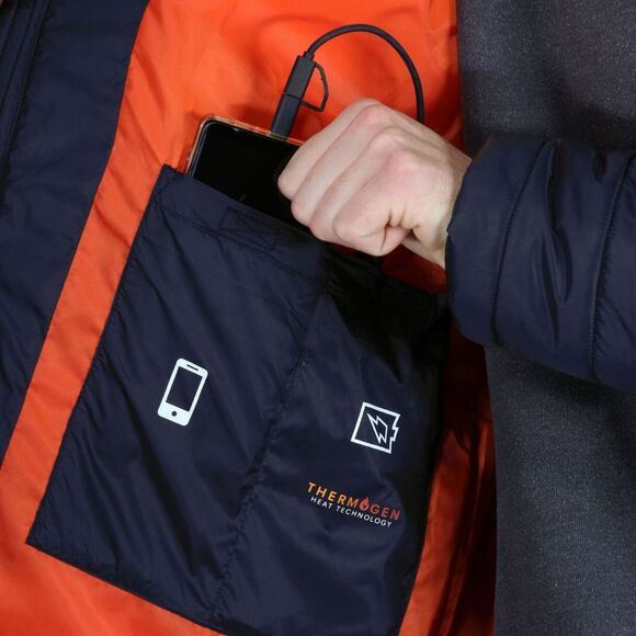 Regatta Professional Mens Heated Waterproof Jacket / Navy/Magma Orange